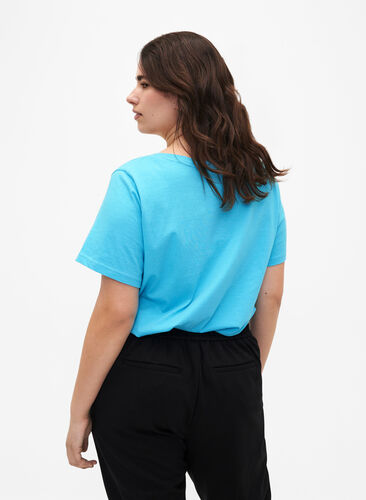 Bomulds t-shirt med korte ærmer, Blue Atoll W. Be, Model image number 1