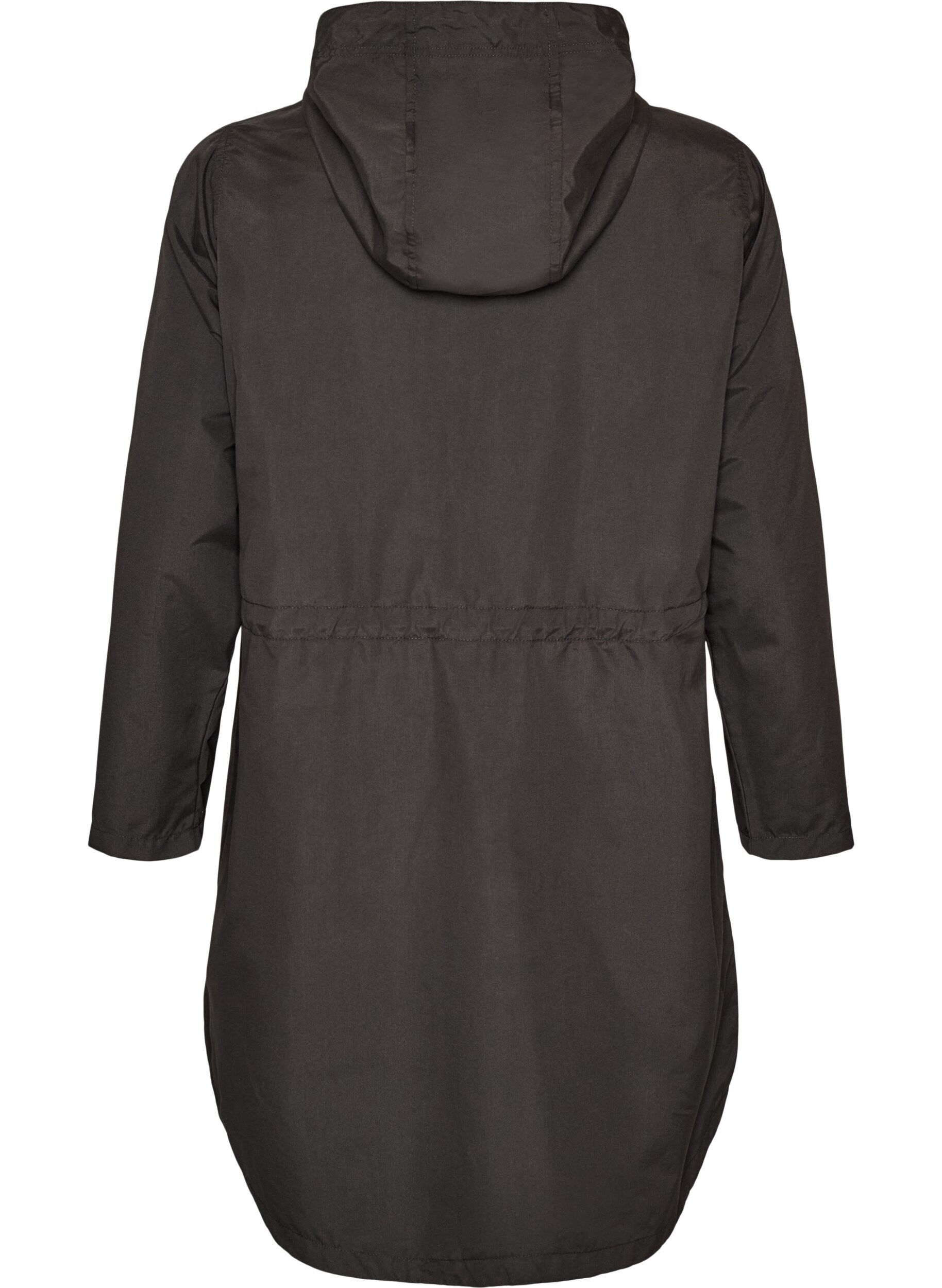 ZizziParka i let materiale med h&aelig;tte, Sort, Packshot image number 1