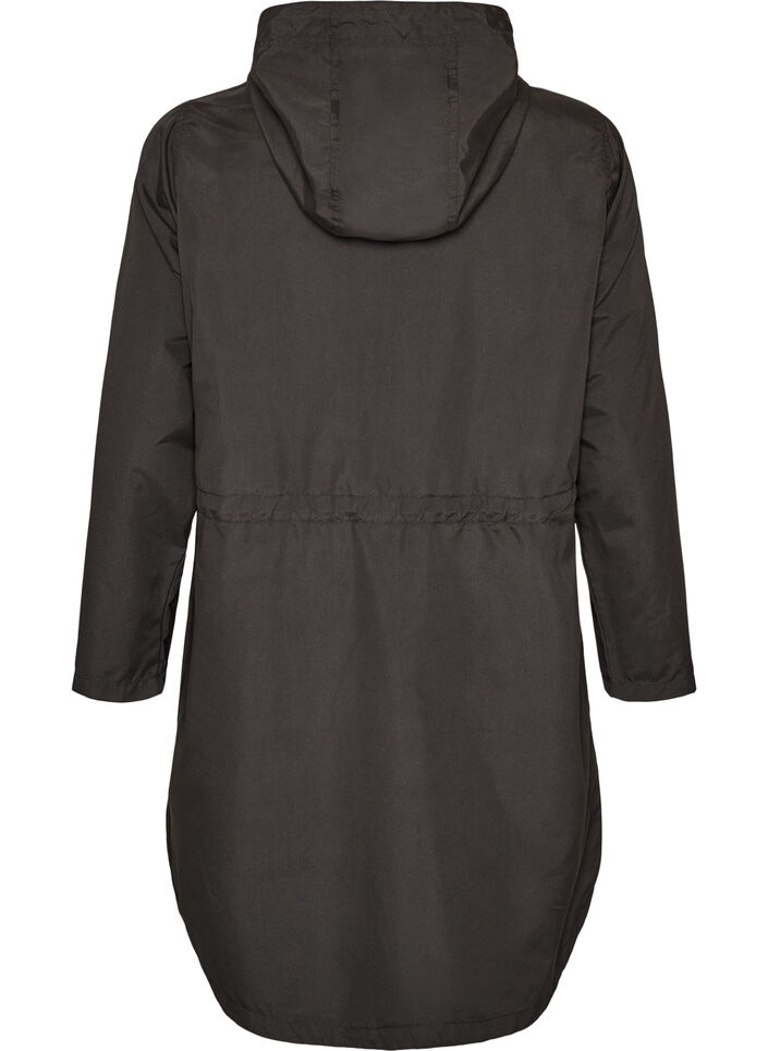 Parka i let materiale med h&aelig;tte, Sort, Packshot image number 1