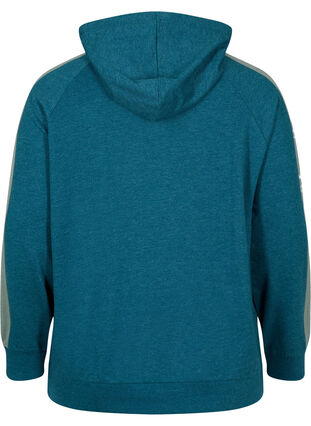 Sweatshirt med lynlås og hætte, Deep Teal, Packshot image number 1