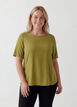 Kort&aelig;rmet v&aelig;vet bluse med rund hals, Gr&oslash;n, Model image number 0