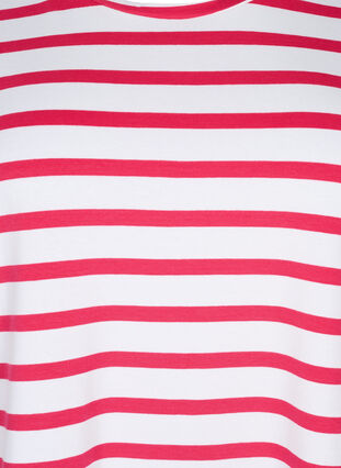 Stribet t-shirt i økologisk bomuld, Bright Rose Stripes, Packshot image number 2