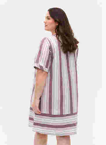 Stribet bomuldskjole med korte ærmer, Vineyard Wine Stripe, Model image number 1