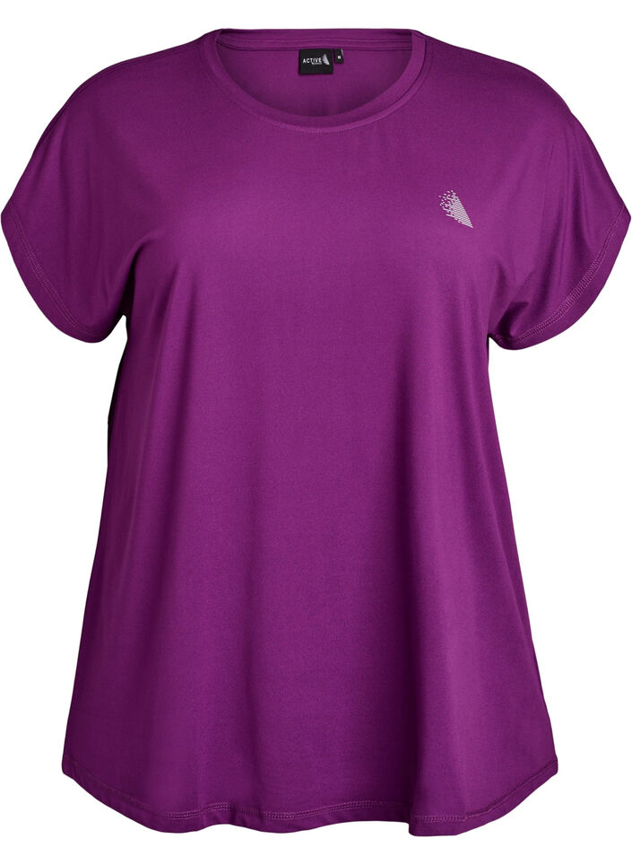 Ensfarvet tr&aelig;nings t-shirt, Lilla, Packshot image number 0