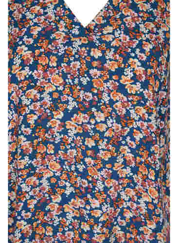 Kortærmet viskose bluse med blomsterprint , Amberglow Flowers , Packshot image number 2