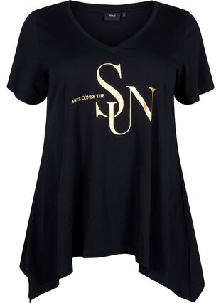 Bomulds t-shirt med korte ærmer, Black W. Sun, Packshot image number 0