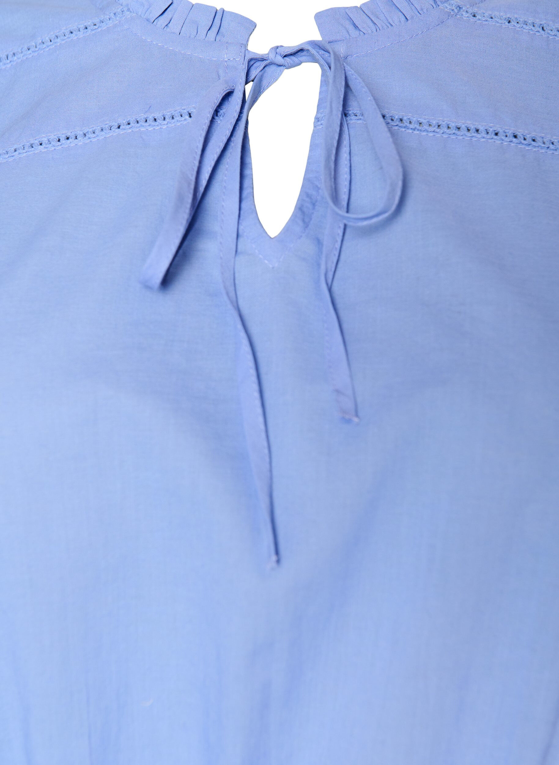 ZizziBluse i bomuld med bindeb&aring;nd og elastisk talje, Bl&aring;, Packshot image number 2