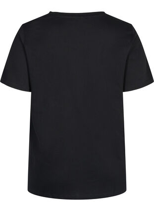 T-shirt med tryk i økologisk bomuld, Black, Packshot image number 1