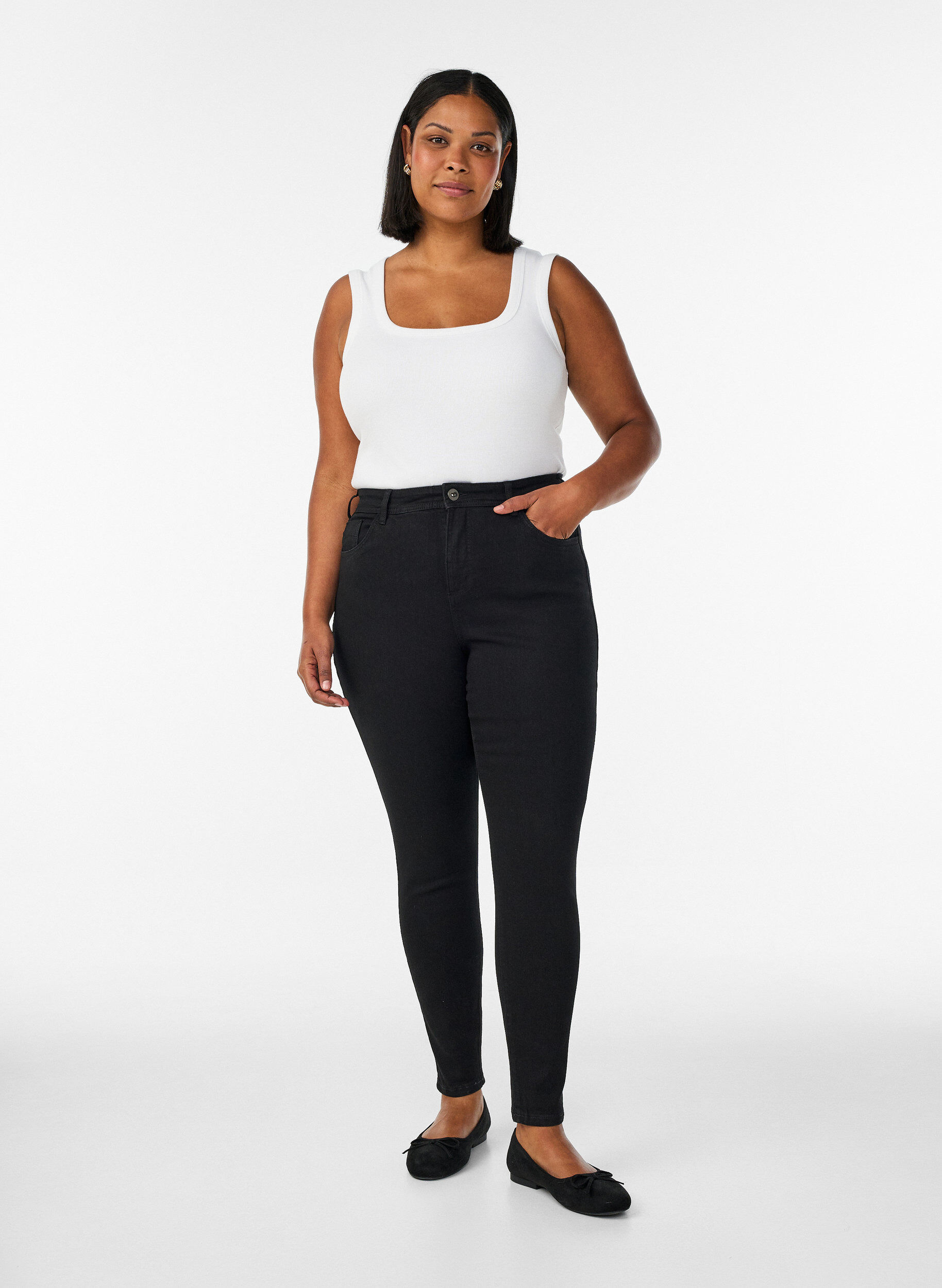  Jeans med super slim fit, Sort, Model