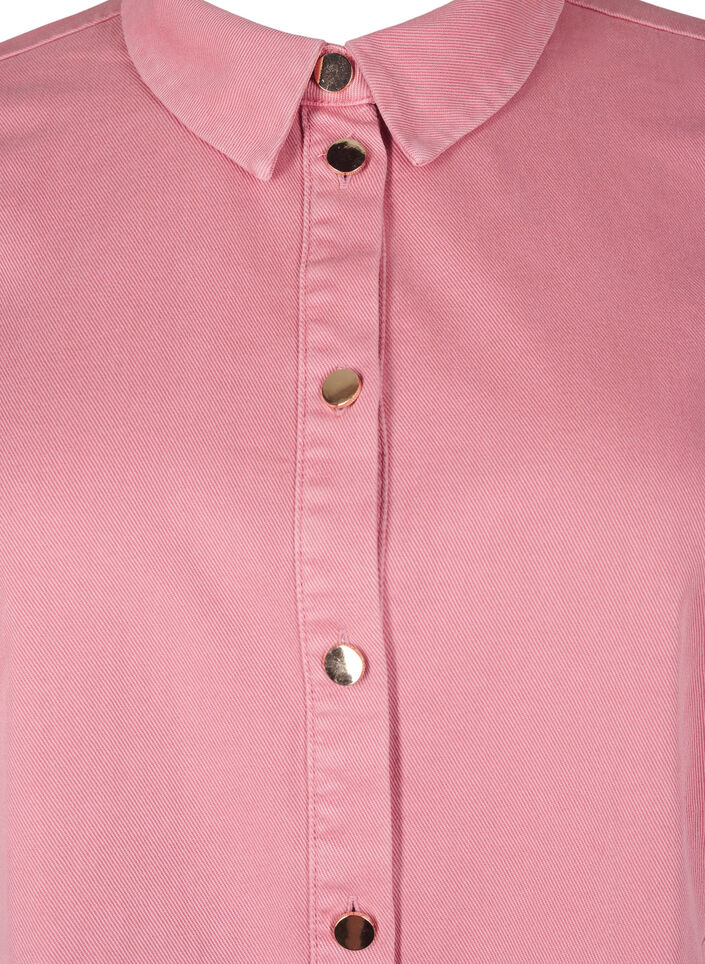 Farvet denim skjortekjole med meshdetaljer, Heather Rose, Packshot image number 2