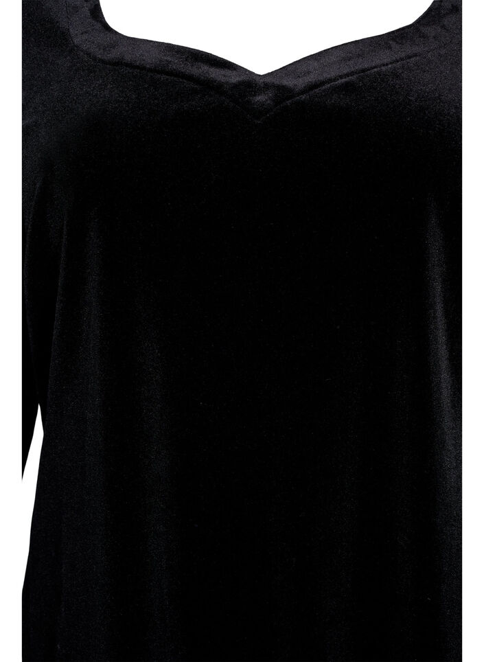 Velourbluse med lange ærmer, Black, Packshot image number 2