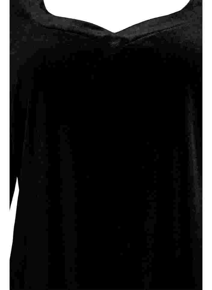 Velourbluse med lange ærmer, Black, Packshot image number 2
