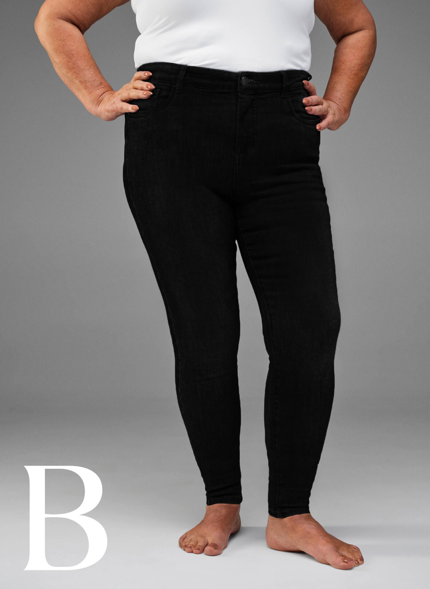 Zizzi Super slim jeans med h&oslash;j talje, Black, Model image number 4