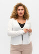 Ribbet cardigan med bindesnøre, White, Model image number 0