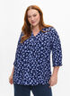 Blomstret bluse med 3/4 ærmer, M. Blue Flower AOP, Model image number 0