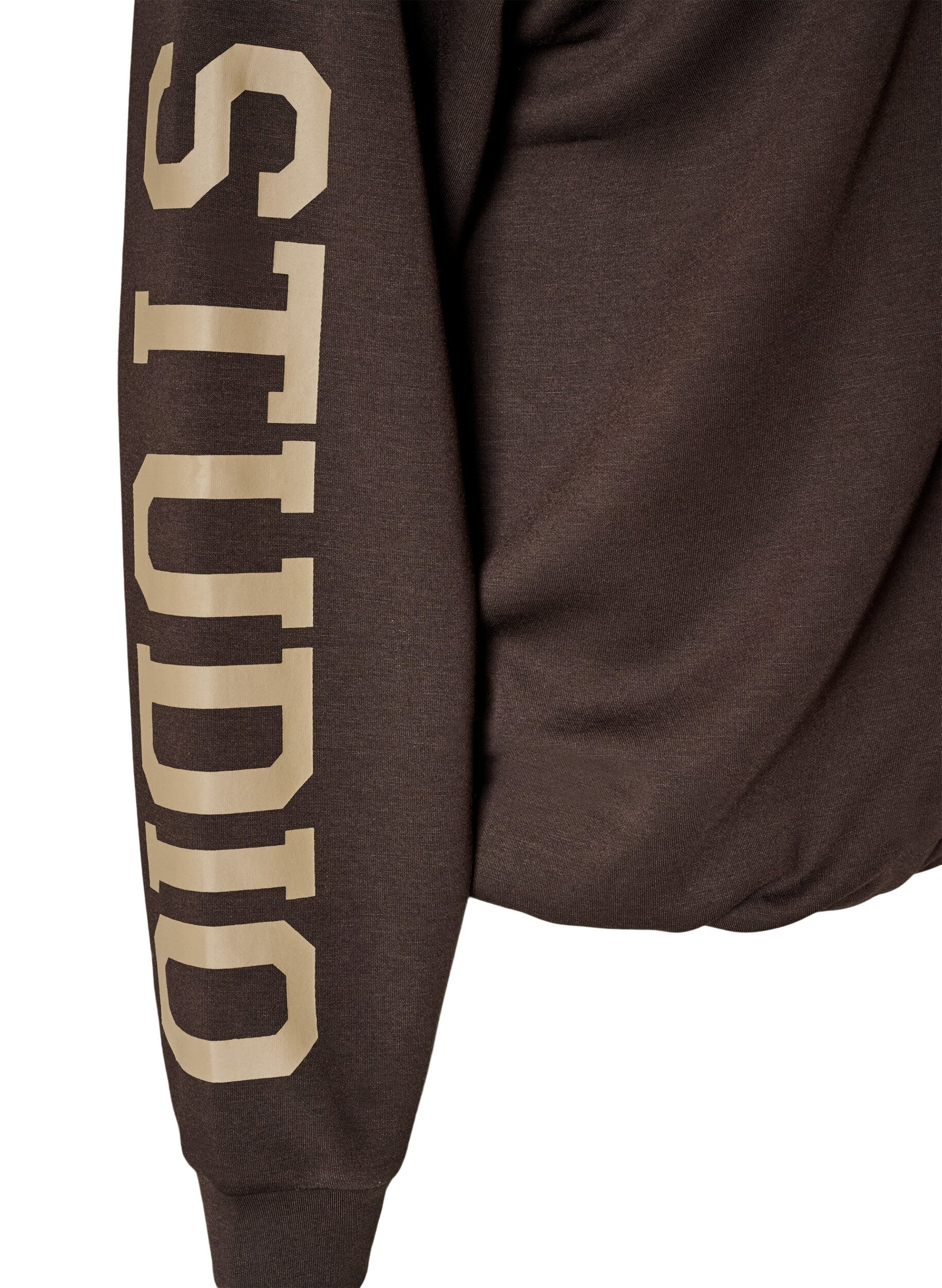 ZizziSporty bombercardigan med lynl&aring;s og h&oslash;j krave, Brun, Packshot image number 3