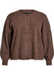 Ribstrikket cardigan med knapper, Brun, Packshot image number 0