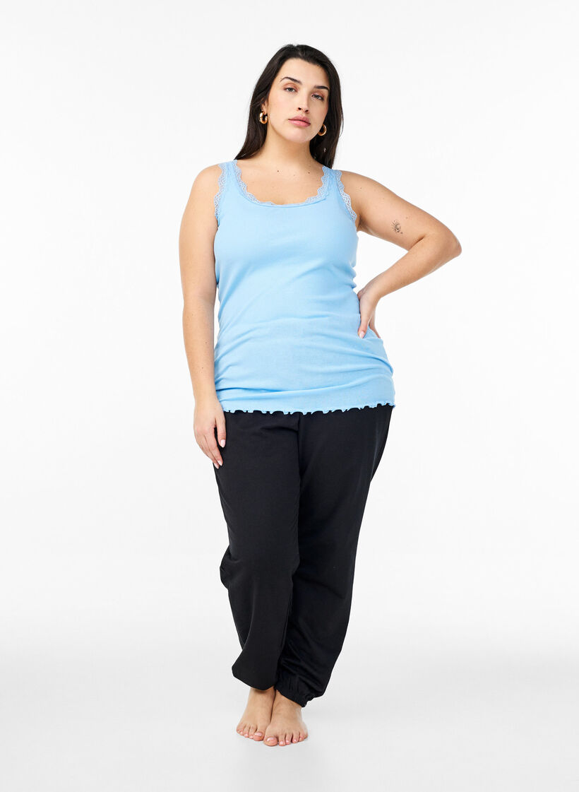 Top med blondekant, Bl&aring;, Model image number 1