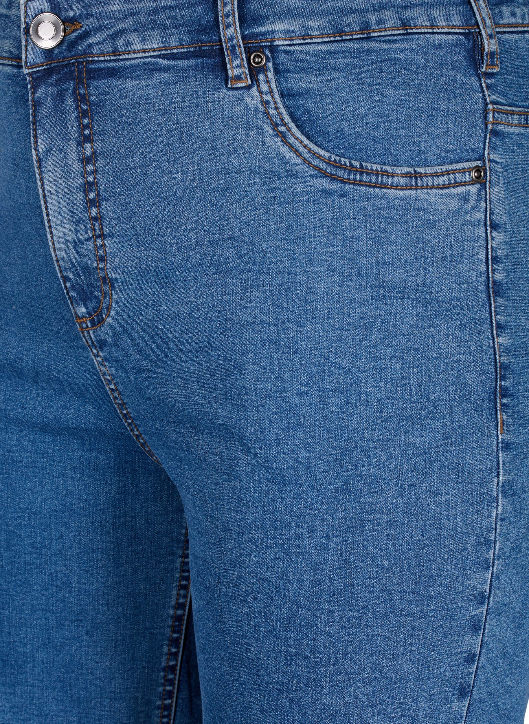 Zizzi T&aelig;tsiddende denimshorts med h&oslash;j talje, Blue Denim, Packshot image number 2