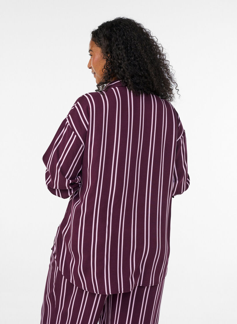 Natskjorte med striber, M&oslash;rk Bordeaux, Model image number 2