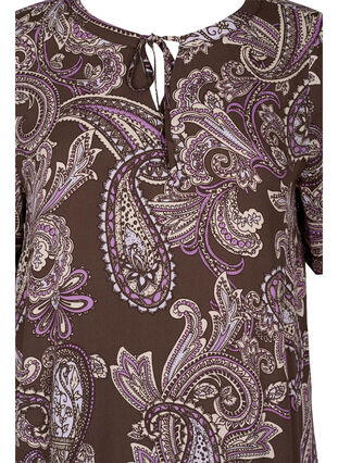 Kortærmet viskose kjole med print, Bracken Paisley, Packshot image number 2