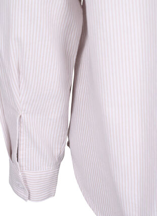 Langærmet skjorte i bomuld, White Taupe Stripe, Packshot image number 4