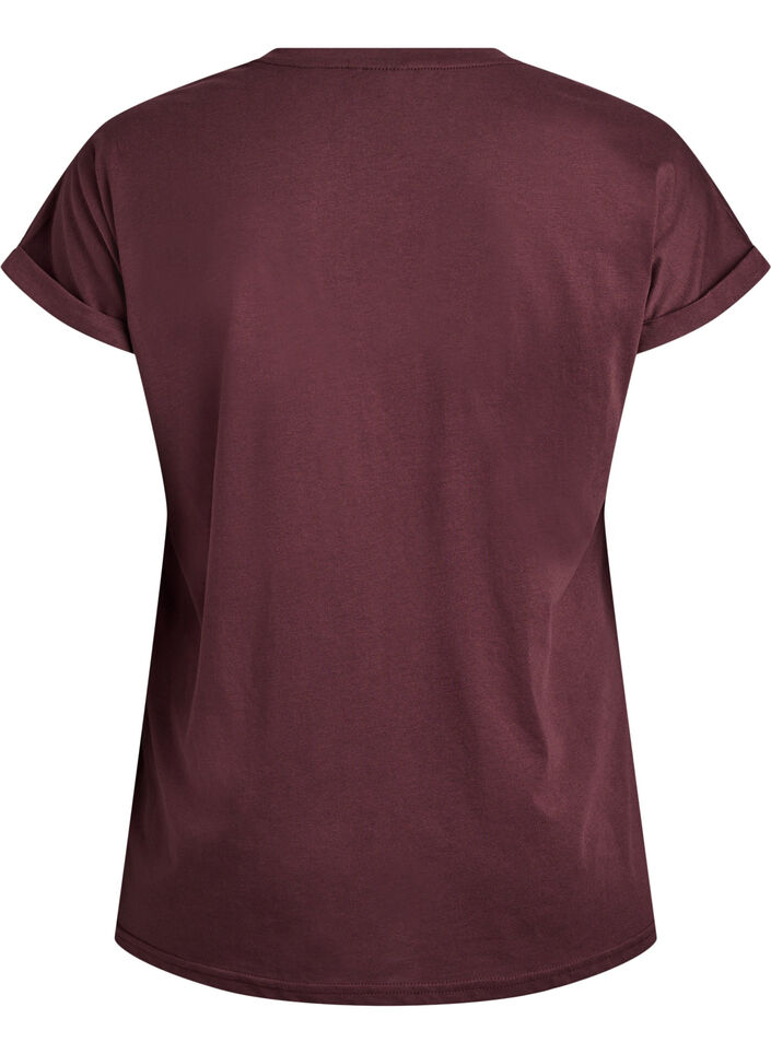 Kort&aelig;rmet t-shirt i bomuldsblanding, M&oslash;rk Bordeaux, Packshot image number 1