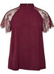 Bluse med korte blonde&aelig;rmer og h&oslash;j hals, R&oslash;d, Packshot image number 0