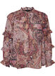 Bluse med paisleyprint og fl&aelig;sedetaljer, Lilla, Packshot image number 0