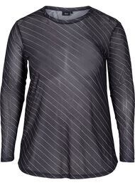 Printet mesh bluse, Black AOP
