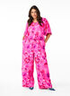 Blomstret jumpsuit med flagermusærmer, Pink Rose AOP, Model image number 0