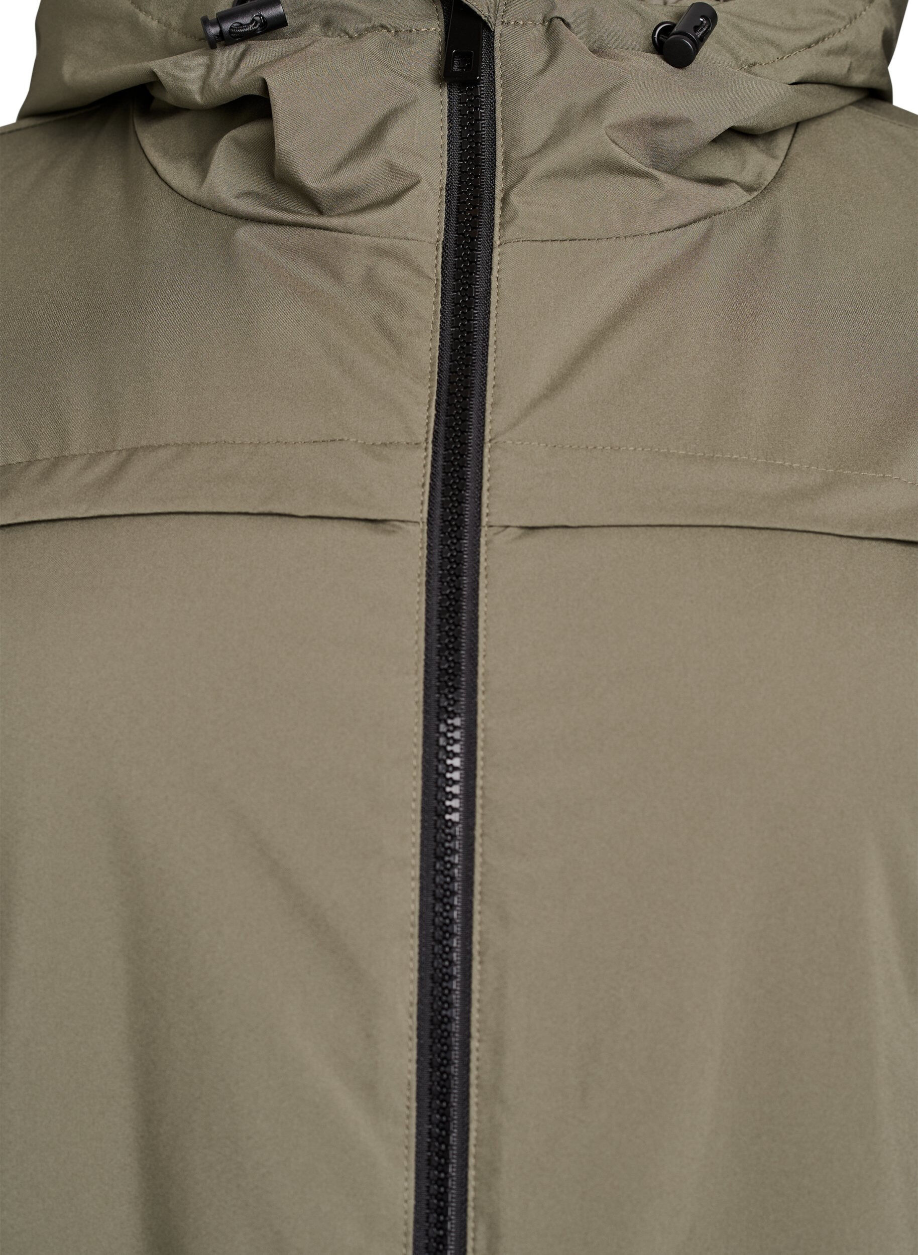 Zizzi Let vatteret parka med h&aelig;tte , Gr&oslash;n, Packshot image number 2