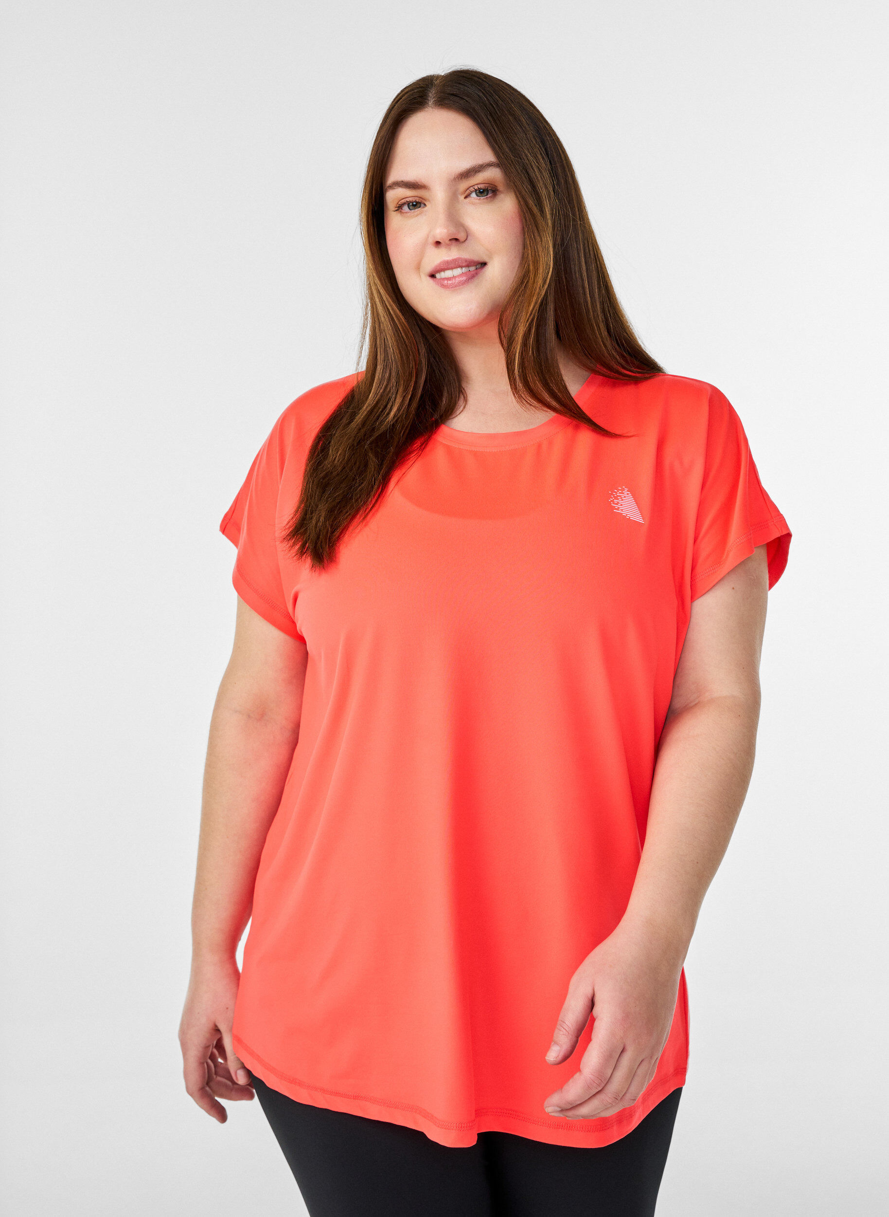 Zizzi Ensfarvet tr&aelig;nings t-shirt, Orange, Model image number 0