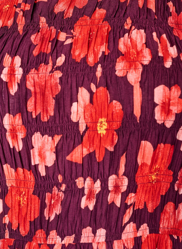 Kjole med smock og blomsterprint, Lilla, Packshot