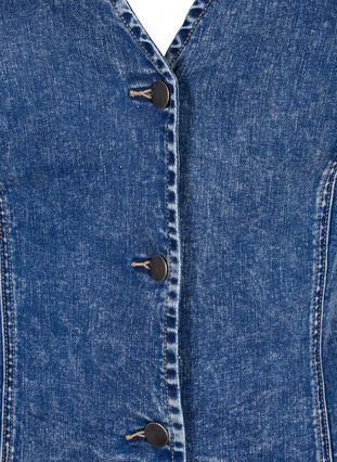 Slim fit denim vest med knapper, Blue Denim, Packshot image number 2