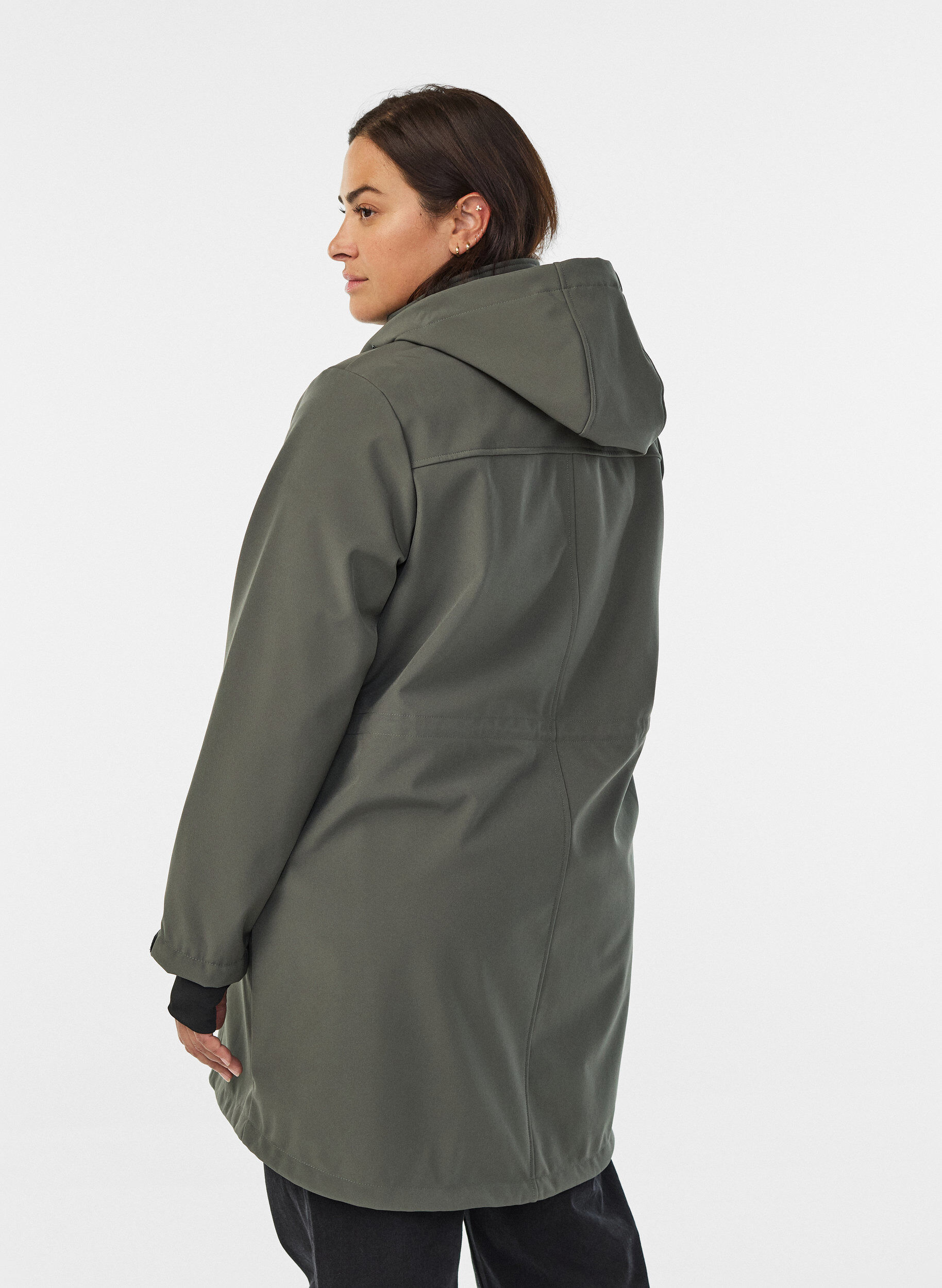 Zizzi Softshell jakke med aftagelig h&aelig;tte, Gr&aring;, Model image number 2