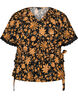 Blomstret bluse i bomuld med bindeb&aring;nd, Orange, Packshot image number 0