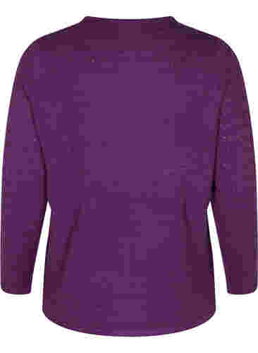 Strukturmønstret strikbluse med rund hals, Amaranth Purple, Packshot image number 1