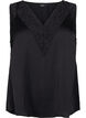 Ærmeløs top med blonde, Sort, Packshot image number 0