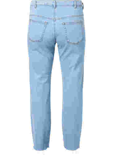 Højtaljede Gemma jeans med hul på knæet, Ex Lgt Blue, Packshot image number 1