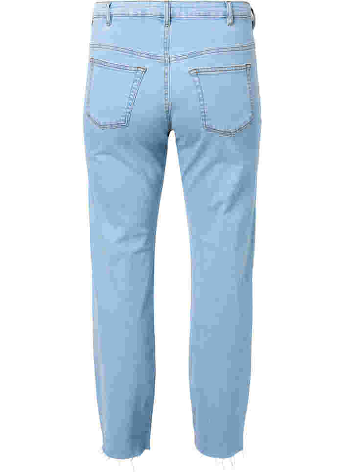 Højtaljede Gemma jeans med hul på knæet, Ex Lgt Blue, Packshot image number 1