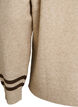 Strikbluse med logo og kontraststriber, Beige, Packshot image number 3