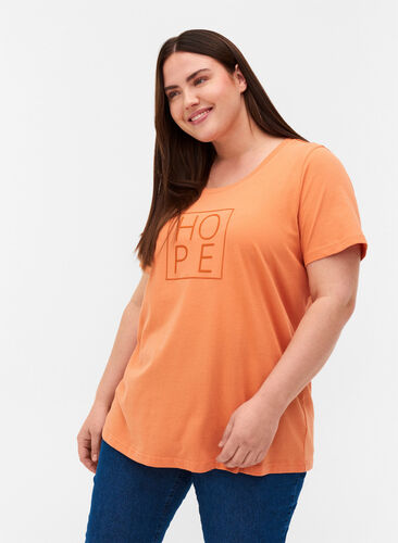 Kortærmet t-shirt med print, Brandied Melon, Model image number 0