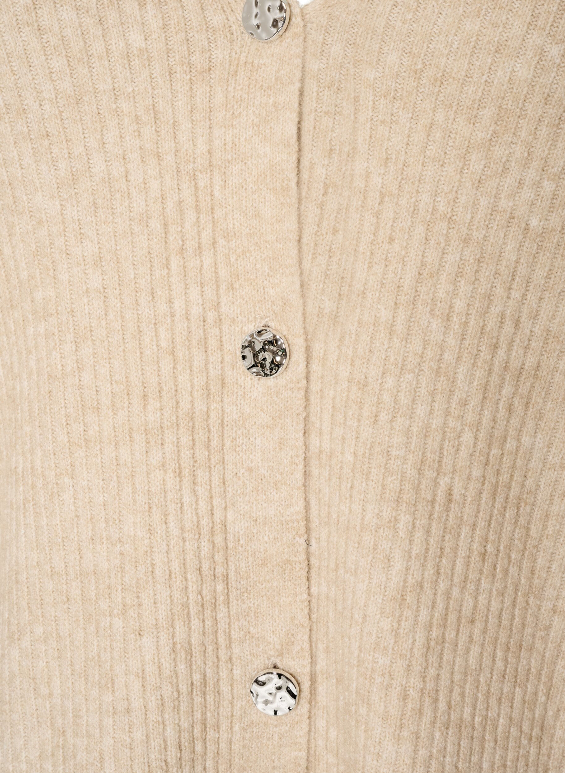 ZizziCardigan med V-hals og ribstruktur, Beige, Packshot image number 2