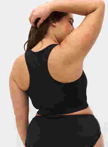 Bikini top i rib med mesh , Black, Model image number 1