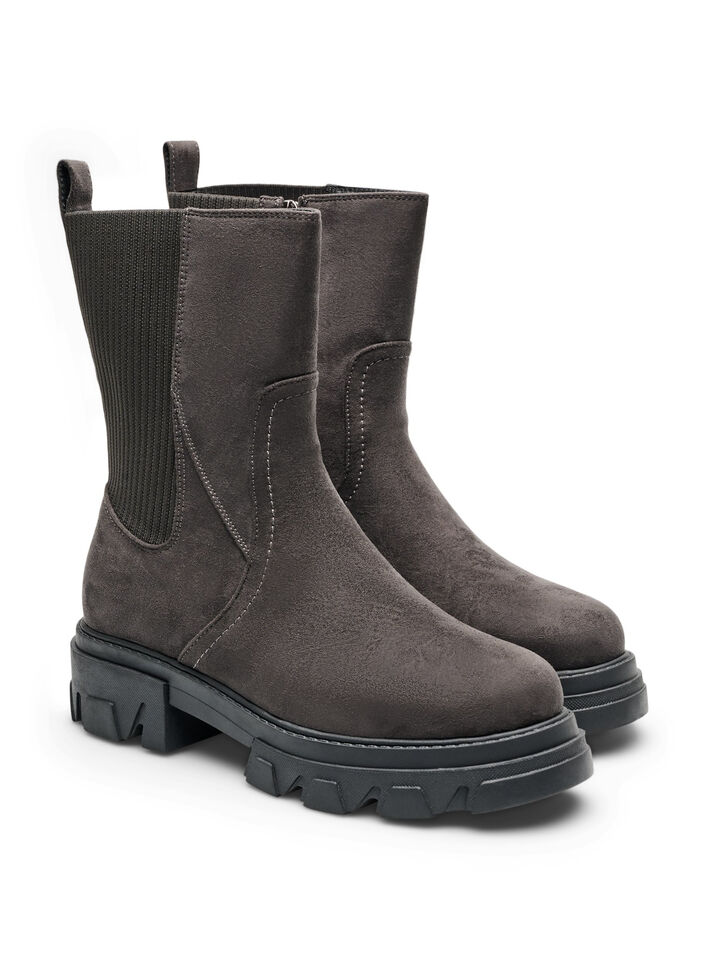 Chunky st&oslash;vle i imiteret ruskind, Brun, Packshot image number 1