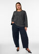 Strikbluse med rhinsten og rudem&oslash;nster, Gr&aring;, Model image number 1