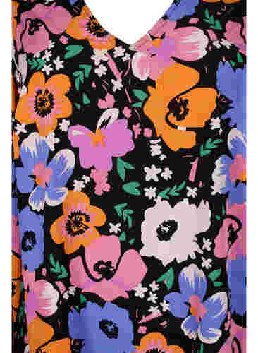 Blomstret kjole med v-hals, Vibrant Flower AOP, Packshot image number 2