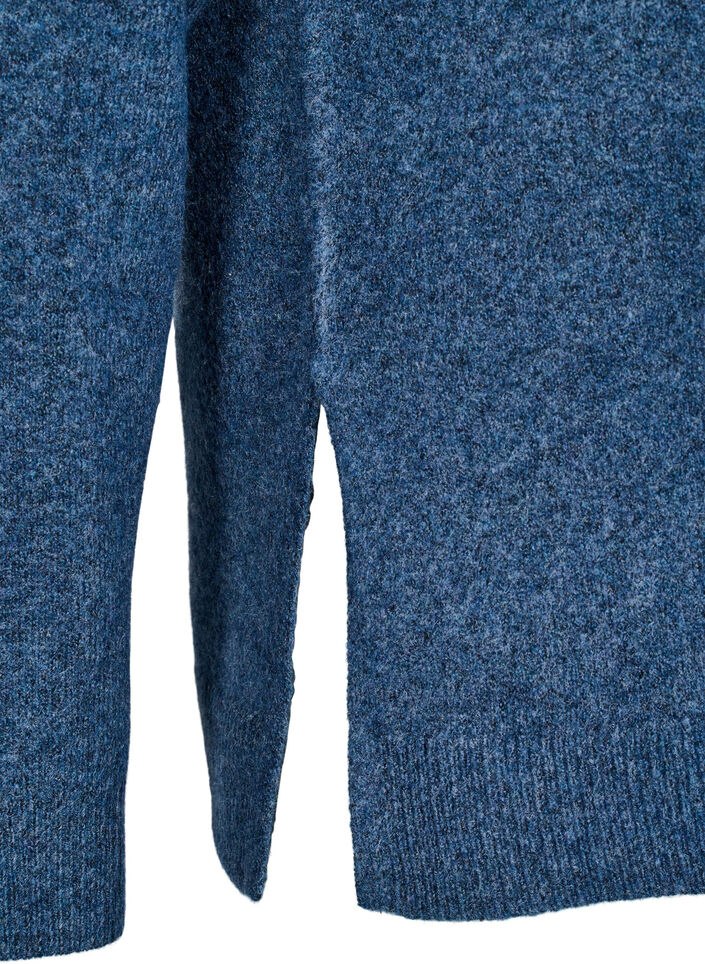 Strikbluse med uld og slidser, Bering Sea Mel., Packshot image number 3