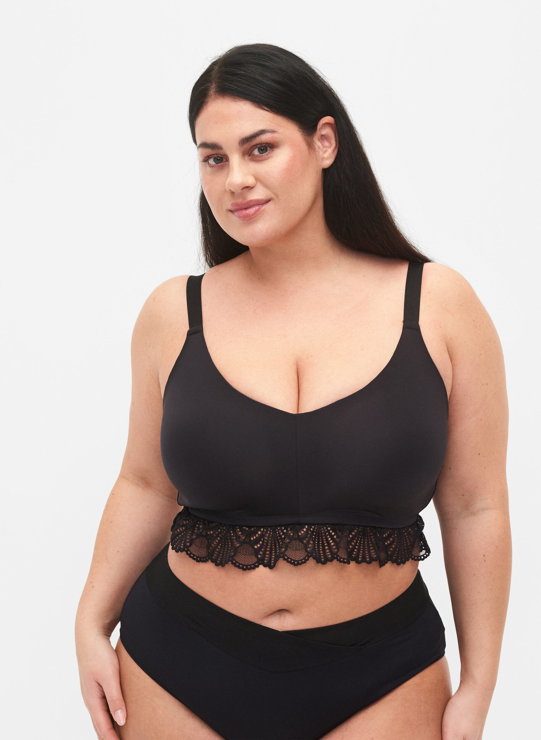 Zizzi Bl&oslash;d bh med blonde og vatterede sk&aring;le, Black, Model image number 0